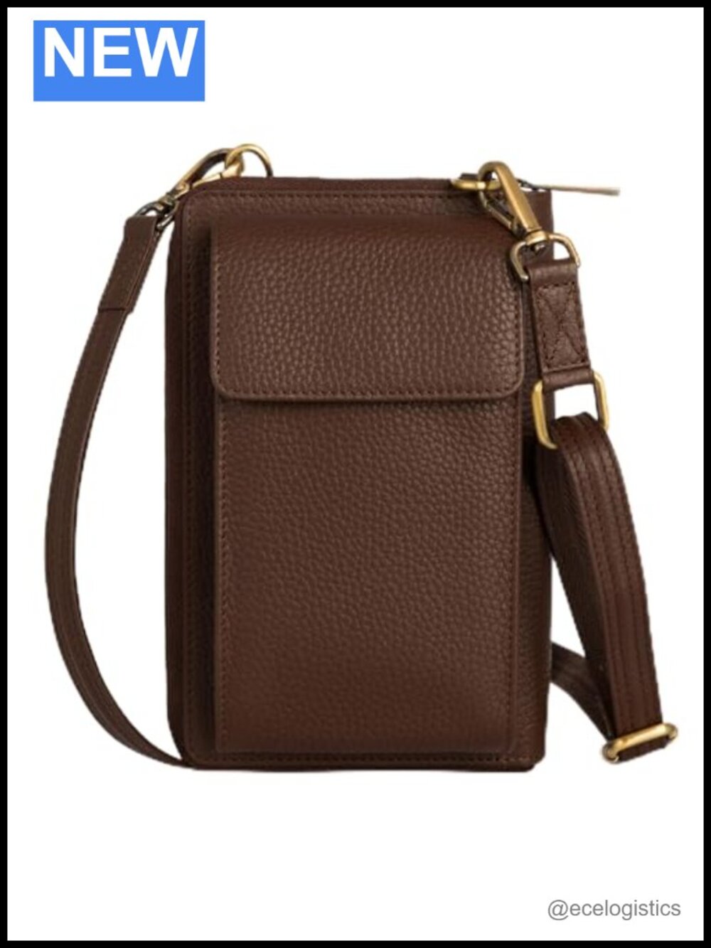 Genuine Leather RFID Blocking Crossbody Bag with Adjustable Slash-Proof Strap